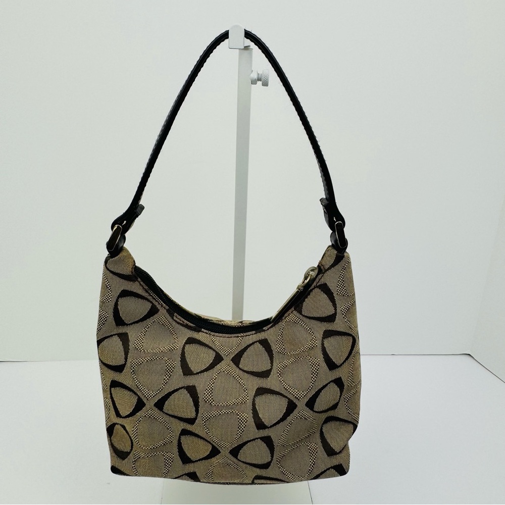 Liz Claiborne Vintage Y2K mini shoulder bag. Canvas exterior geometric pattern.